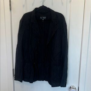 ARMANI JEANS Men's Part Linen Jacket Size 38 In Black